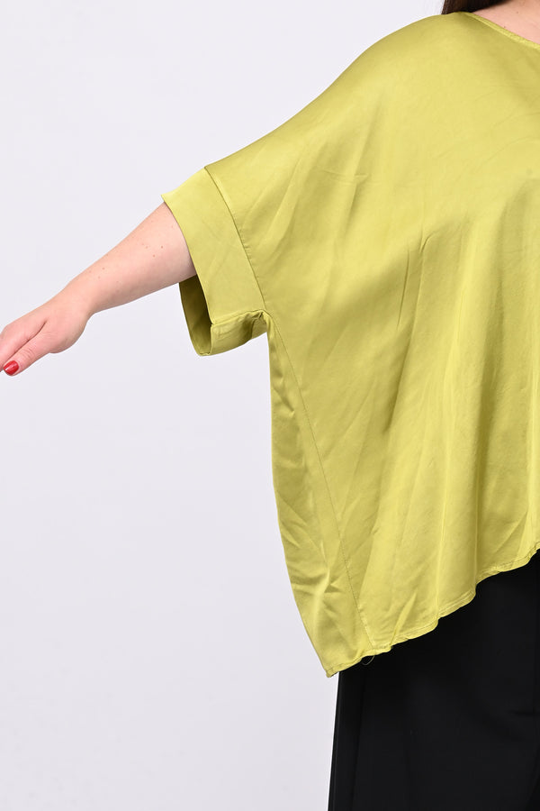 Blusa over raso - Verde oliva