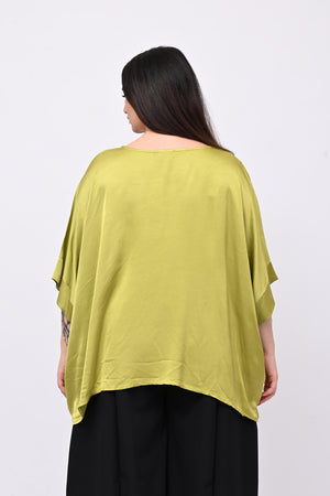 Blusa over raso - Verde oliva