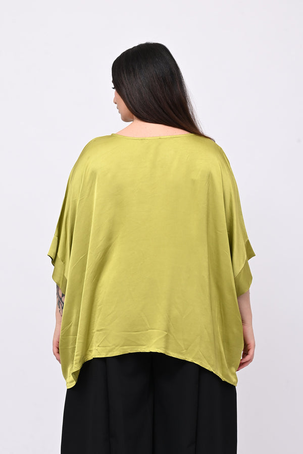 Blusa over raso - Verde oliva