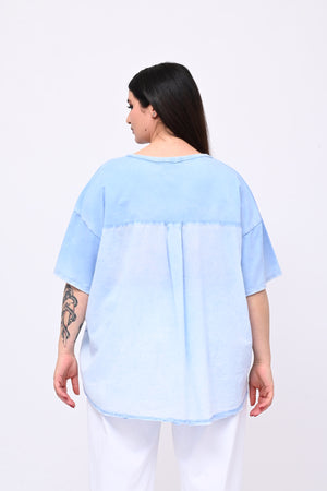 Felpa coda doppio tessuto - Cielo