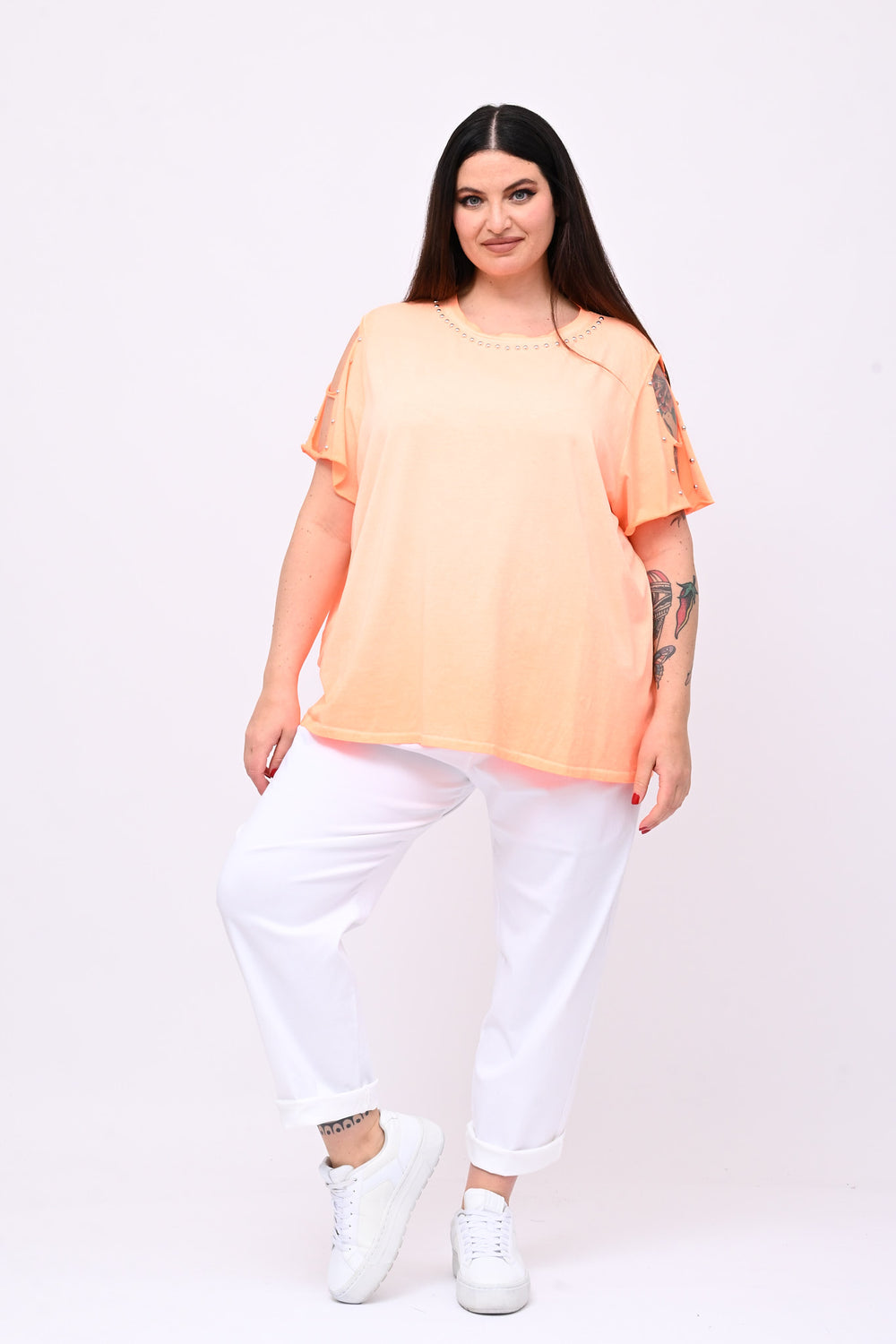 T-shirt over bulloni - Orange