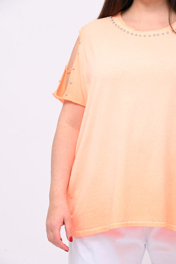 T-shirt over bulloni - Orange