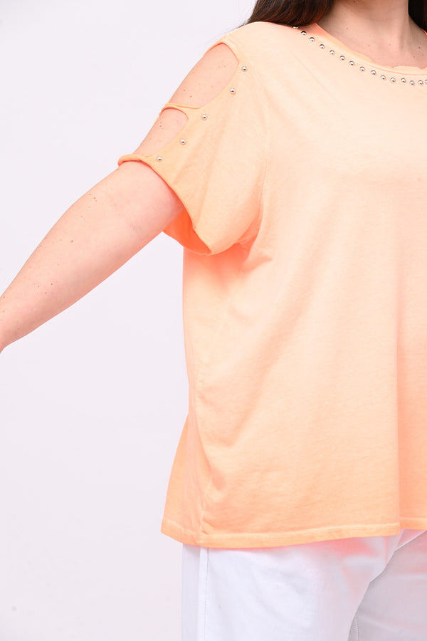 T-shirt over bulloni - Orange