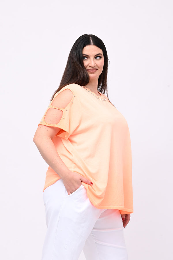 T-shirt over bulloni - Orange