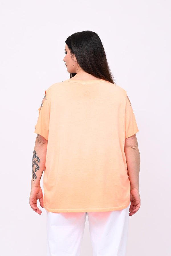 T-shirt over bulloni - Orange