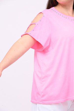 T-shirt over bulloni - Fuxia