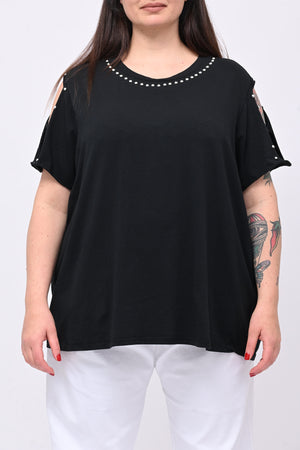 T-shirt over bulloni - Nero