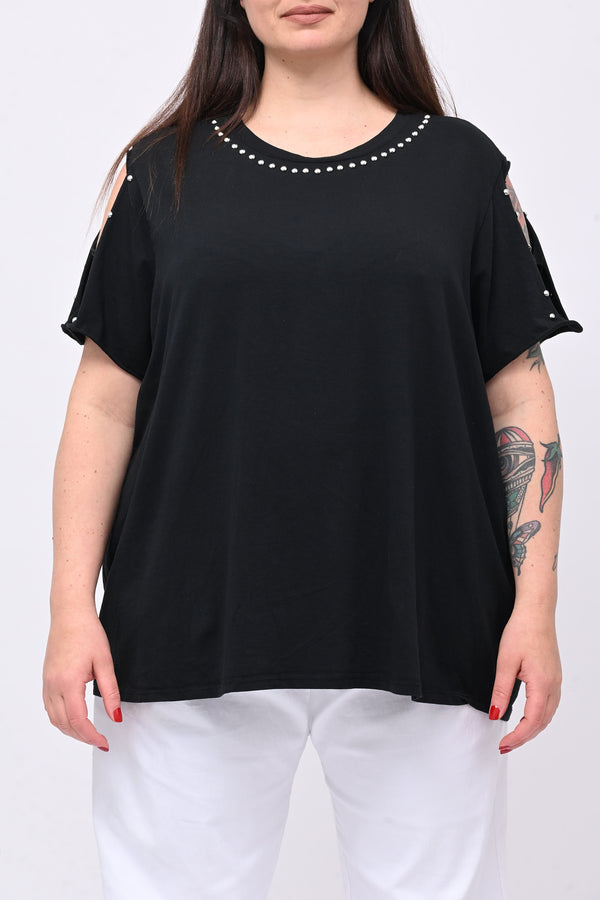 T-shirt over bulloni - Nero