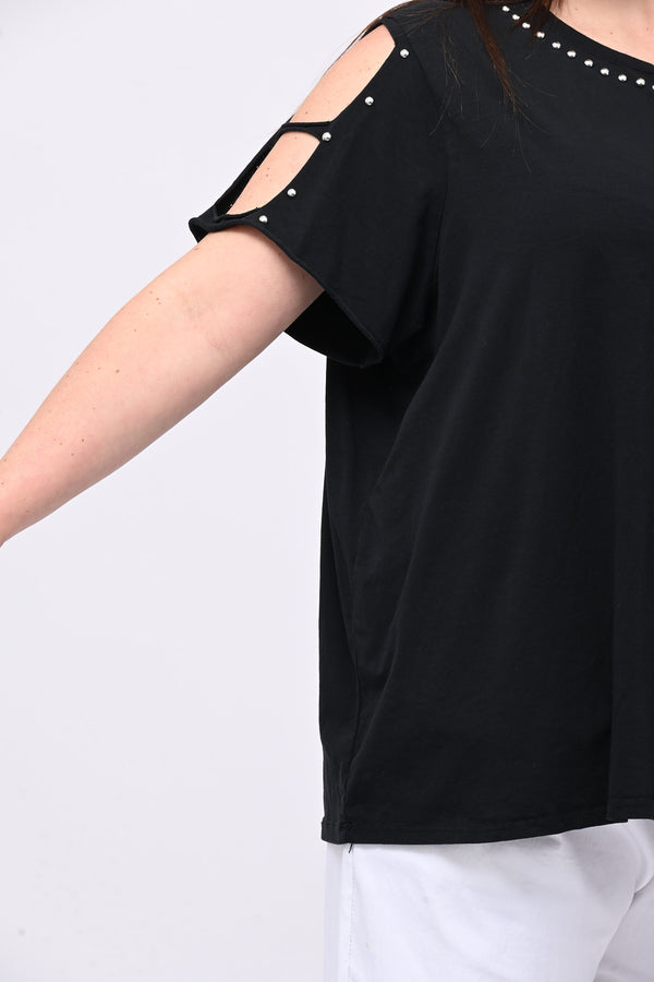 T-shirt over bulloni - Nero