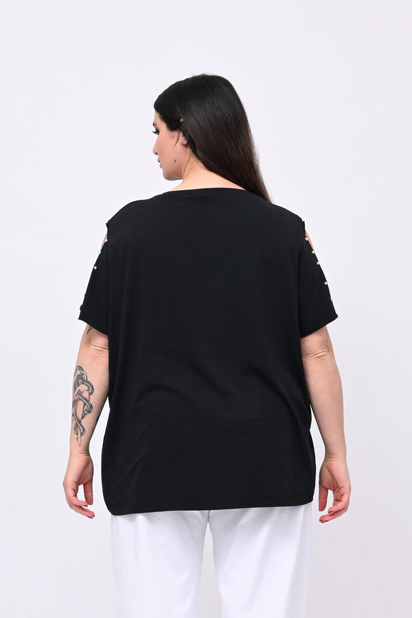 T-shirt over bulloni - Nero