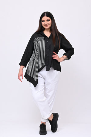 Camicia asimmetrica rombi - Nero