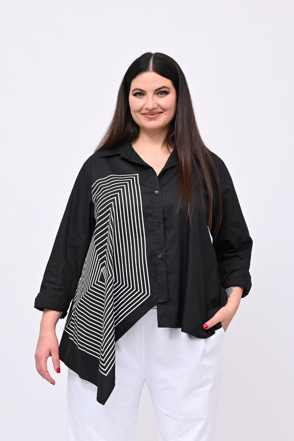 Camicia asimmetrica rombi - Nero