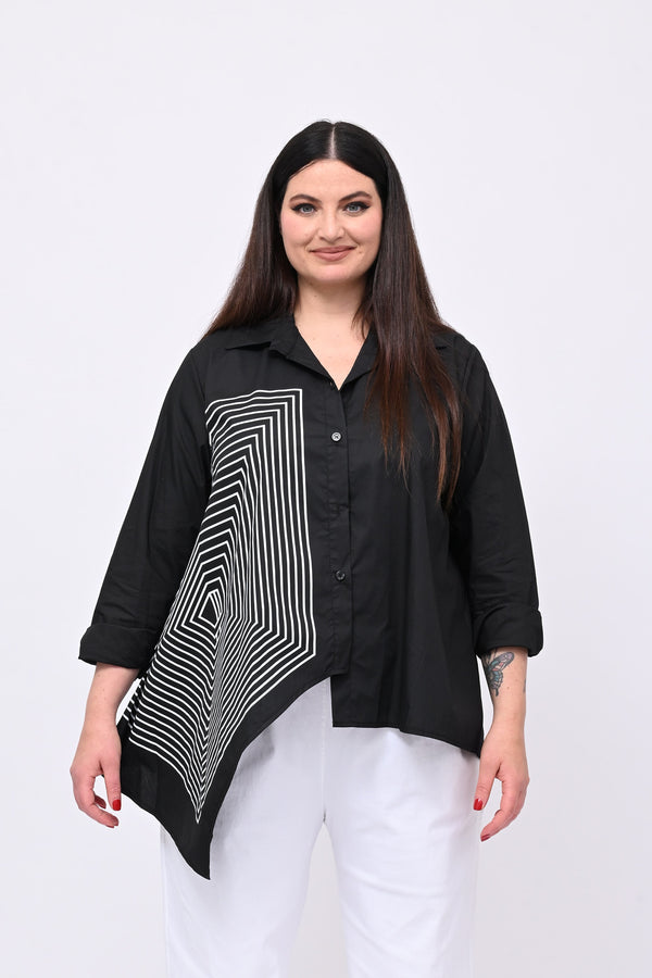 Camicia asimmetrica rombi - Nero