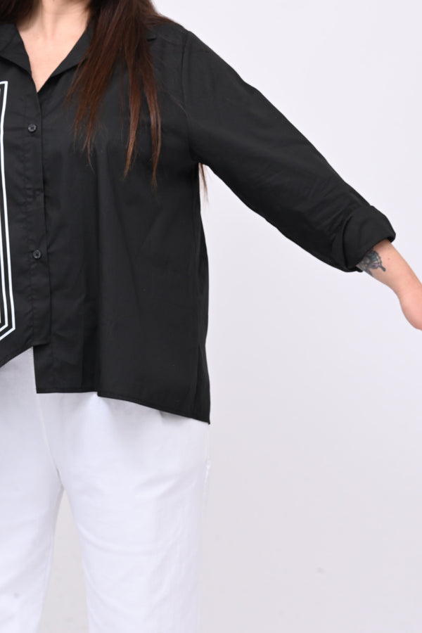 Camicia asimmetrica rombi - Nero