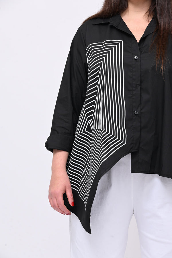 Camicia asimmetrica rombi - Nero