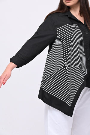 Camicia asimmetrica rombi - Nero
