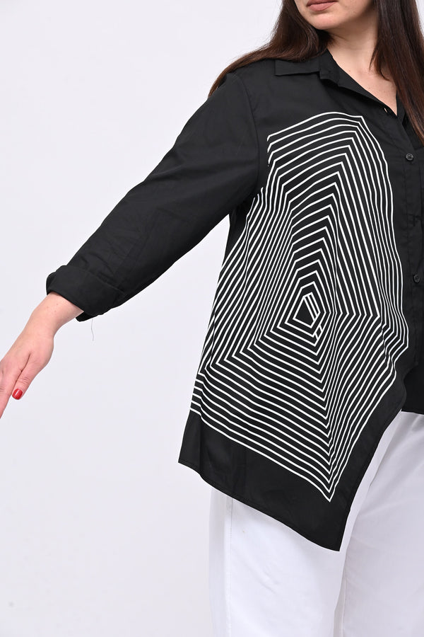 Camicia asimmetrica rombi - Nero