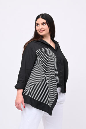 Camicia asimmetrica rombi - Nero