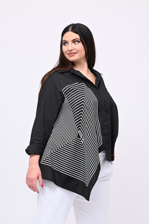 Camicia asimmetrica rombi - Nero