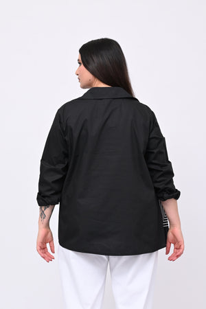 Camicia asimmetrica rombi - Nero