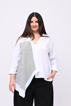Camicia asimmetrica rombi - Bianco