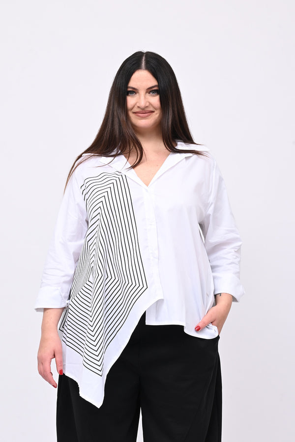 Camicia asimmetrica rombi - Bianco