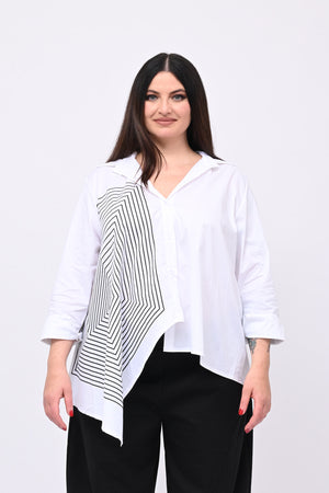 Camicia asimmetrica rombi - Bianco