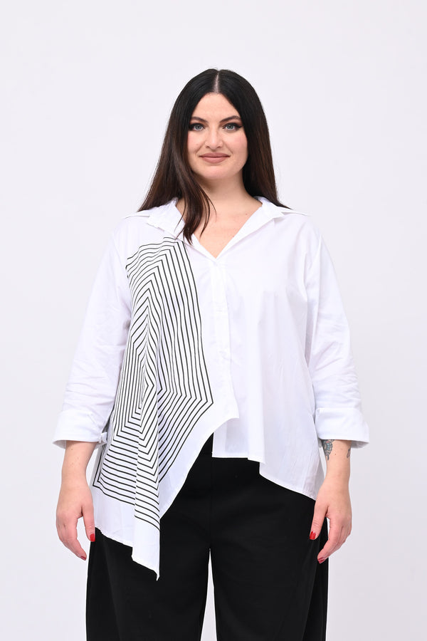 Camicia asimmetrica rombi - Bianco