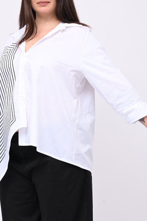 Camicia asimmetrica rombi - Bianco