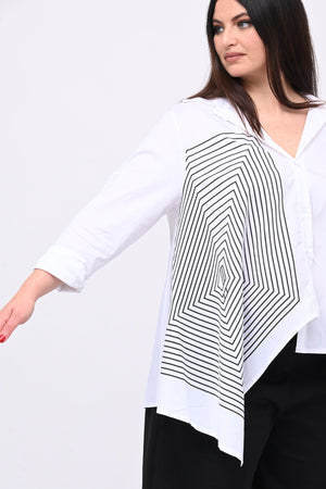 Camicia asimmetrica rombi - Bianco