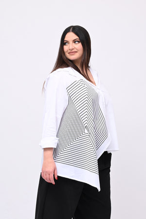 Camicia asimmetrica rombi - Bianco