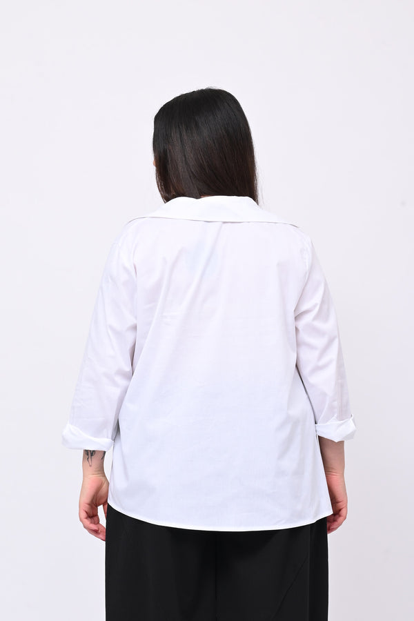 Camicia asimmetrica rombi - Bianco