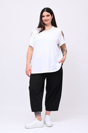T-shirt over bulloni - Bianco