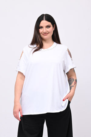 T-shirt over bulloni - Bianco