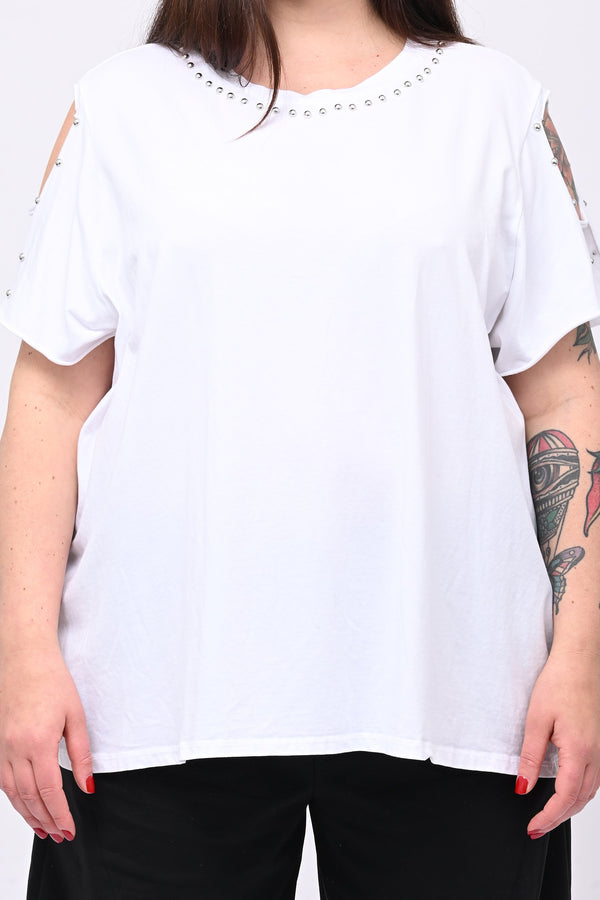 T-shirt over bulloni - Bianco