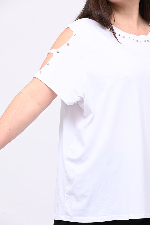 T-shirt over bulloni - Bianco