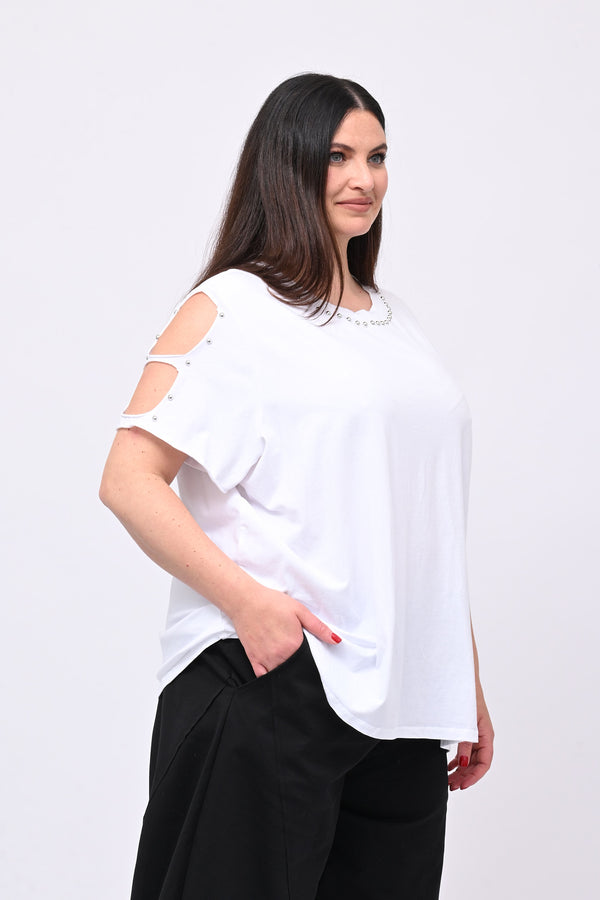 T-shirt over bulloni - Bianco