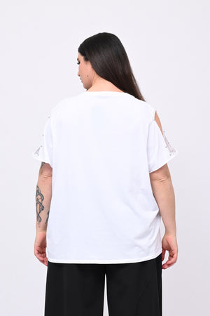T-shirt over bulloni - Bianco