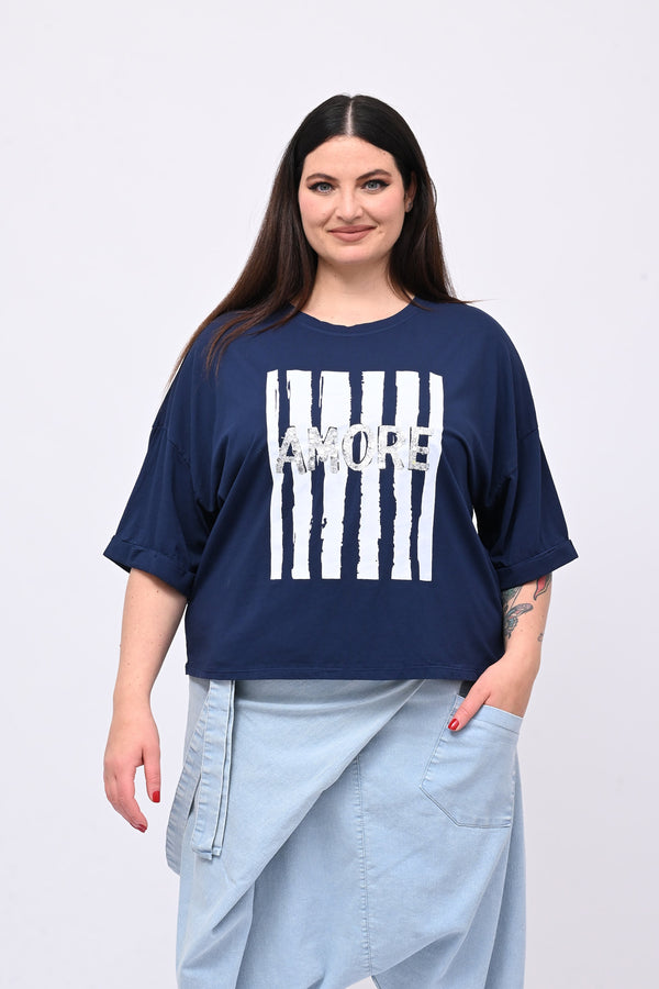 T-shirt scatola AMORE - Blu