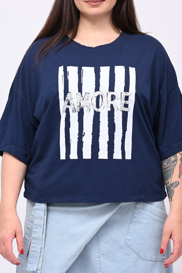 T-shirt scatola AMORE - Blu