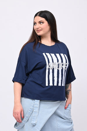 T-shirt scatola AMORE - Blu