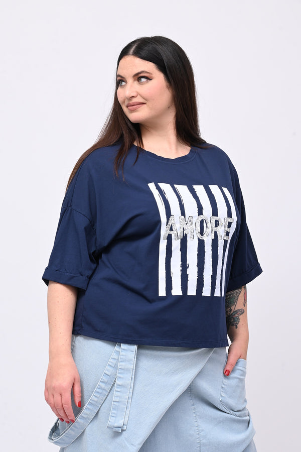 T-shirt scatola AMORE - Blu