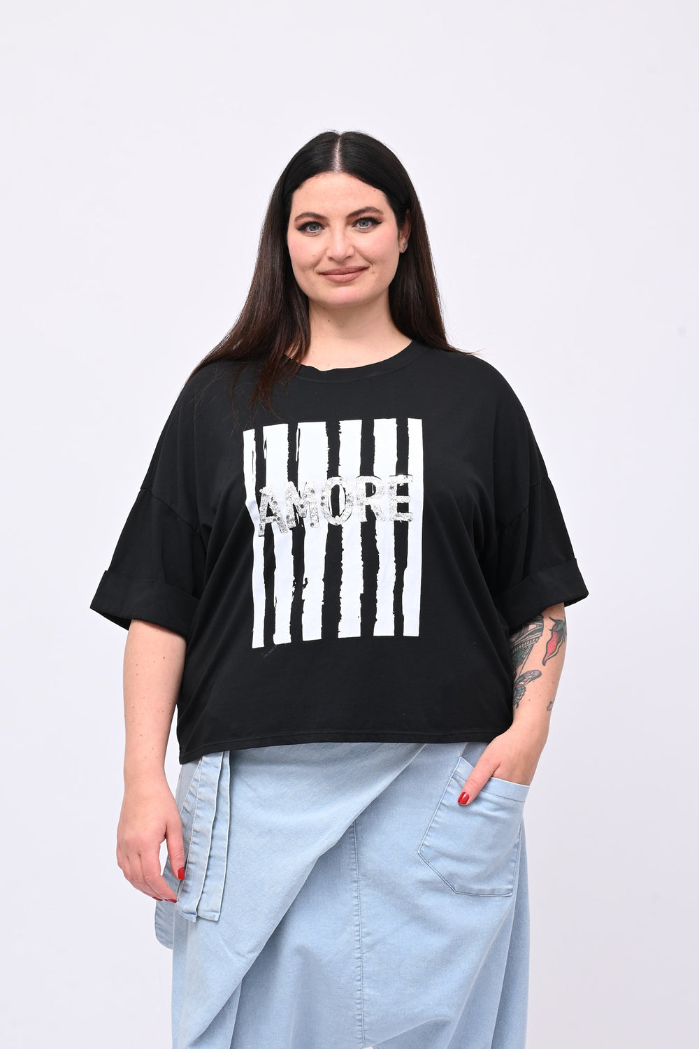 T-shirt scatola AMORE - Nero