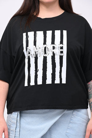 T-shirt scatola AMORE - Nero