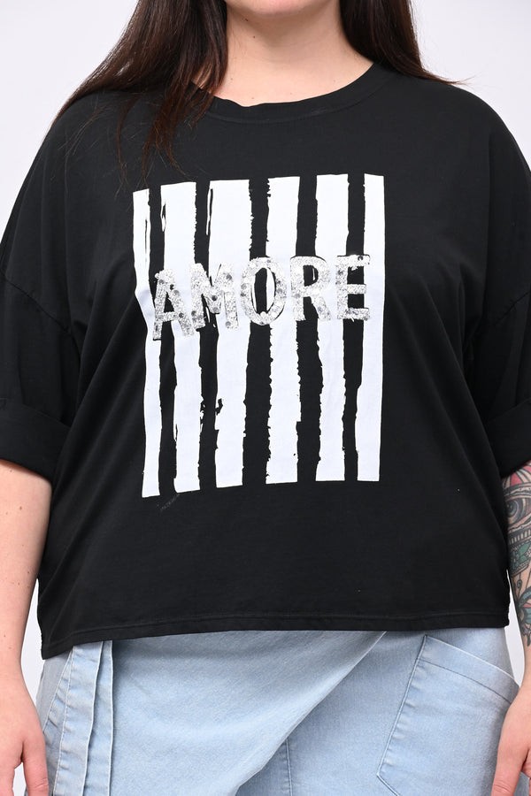 T-shirt scatola AMORE - Nero