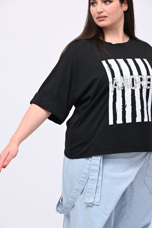 T-shirt scatola AMORE - Nero