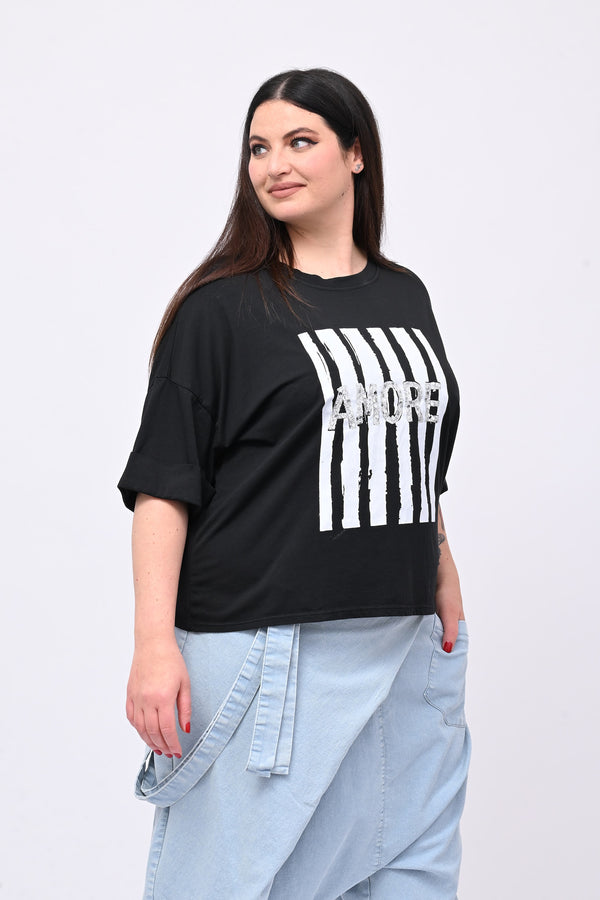 T-shirt scatola AMORE - Nero