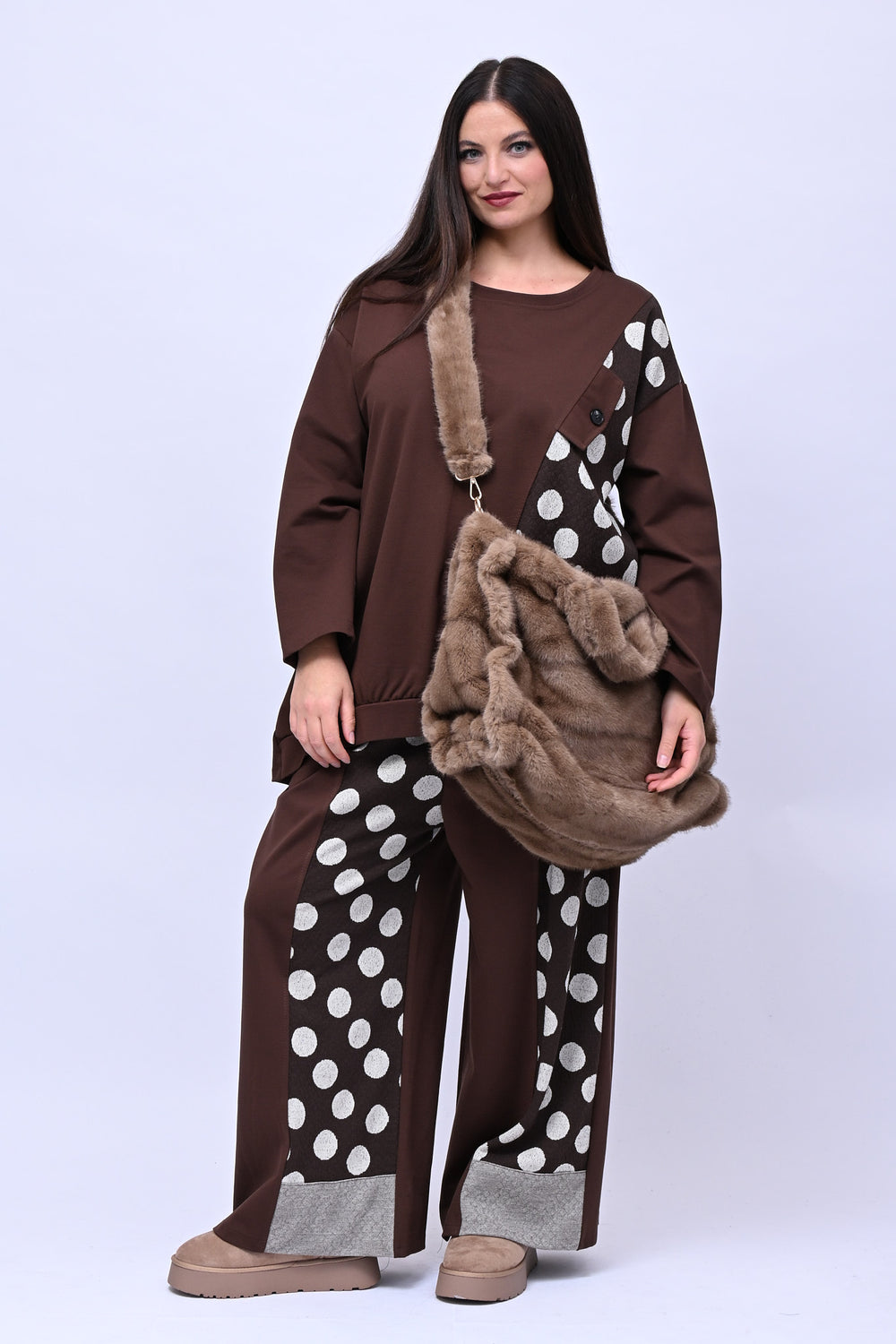 Maxi bag ecopelliccia - Visone