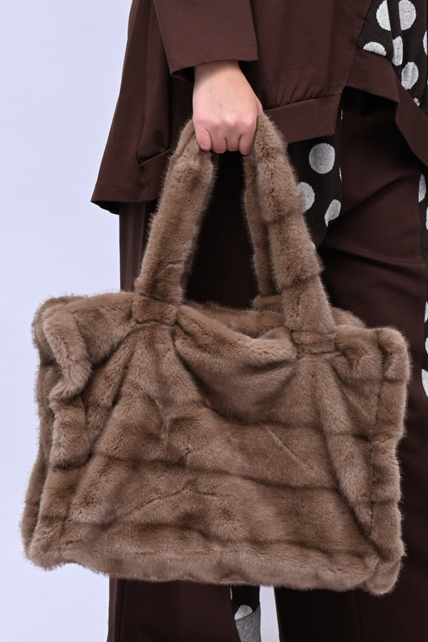 Maxi bag ecopelliccia - Visone