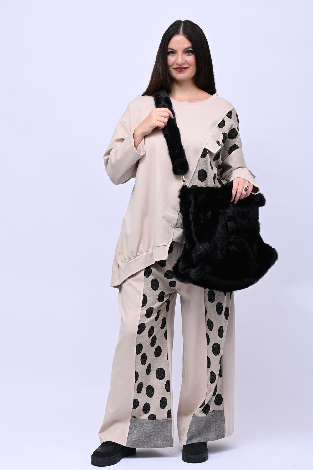 Maxi bag ecopelliccia - Nero